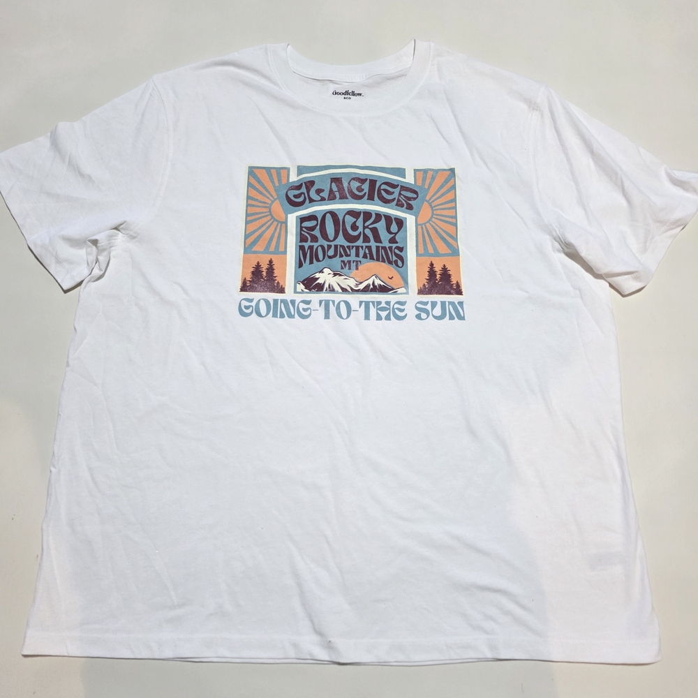 Goodfellow & Co Rocky Mountain Graphic T-Shirt, white, Size XL.